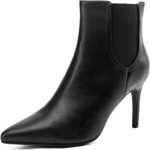 Women's Black\Pu Pointed Toe Stiletto High Heel Ankle Booties